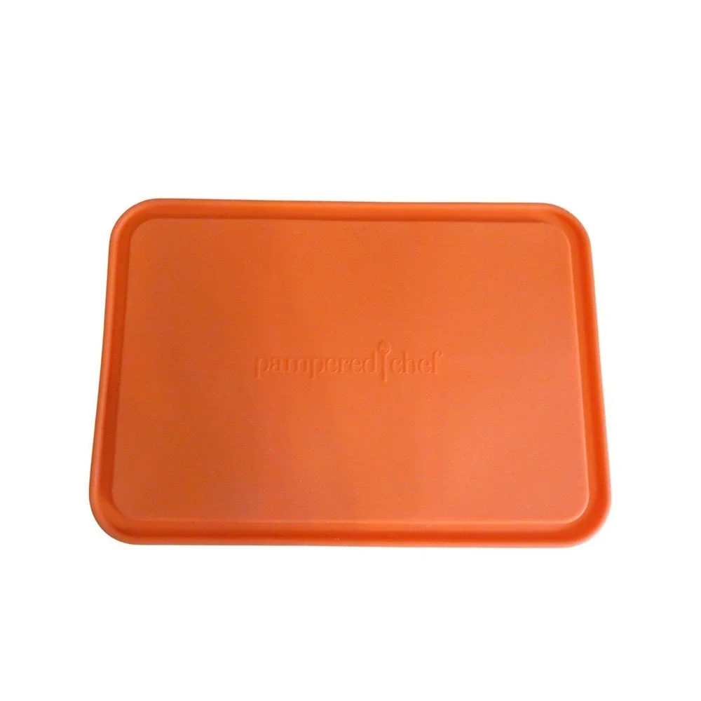 Pampered Chef Silicone Ice Cream Sandwich Maker 2493 Orange 6 Cavity Mold‎ + Lid